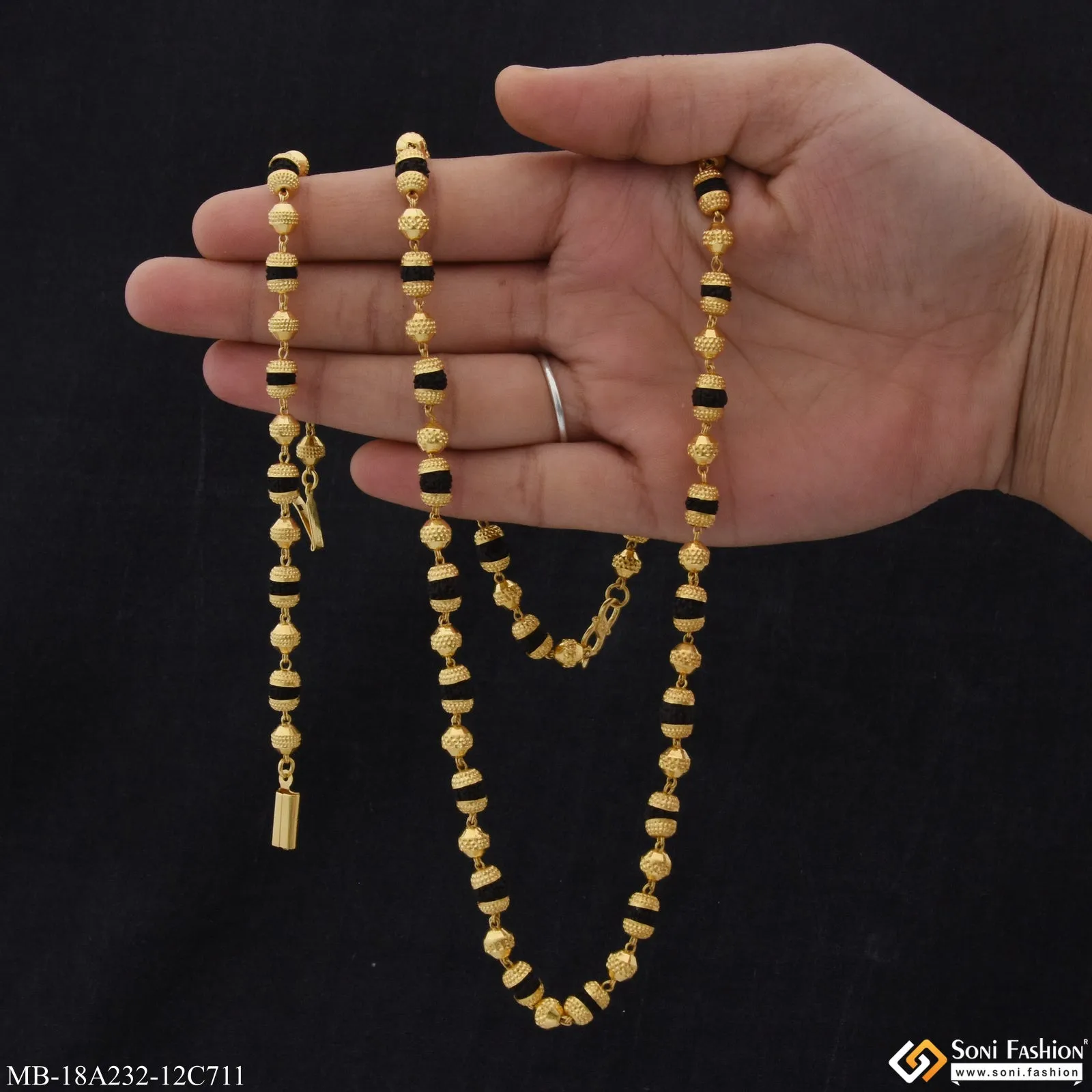1 Gram Gold Plated Best Quality Rudraksha Mala with Bracelet for Men (MB-A232-C711)