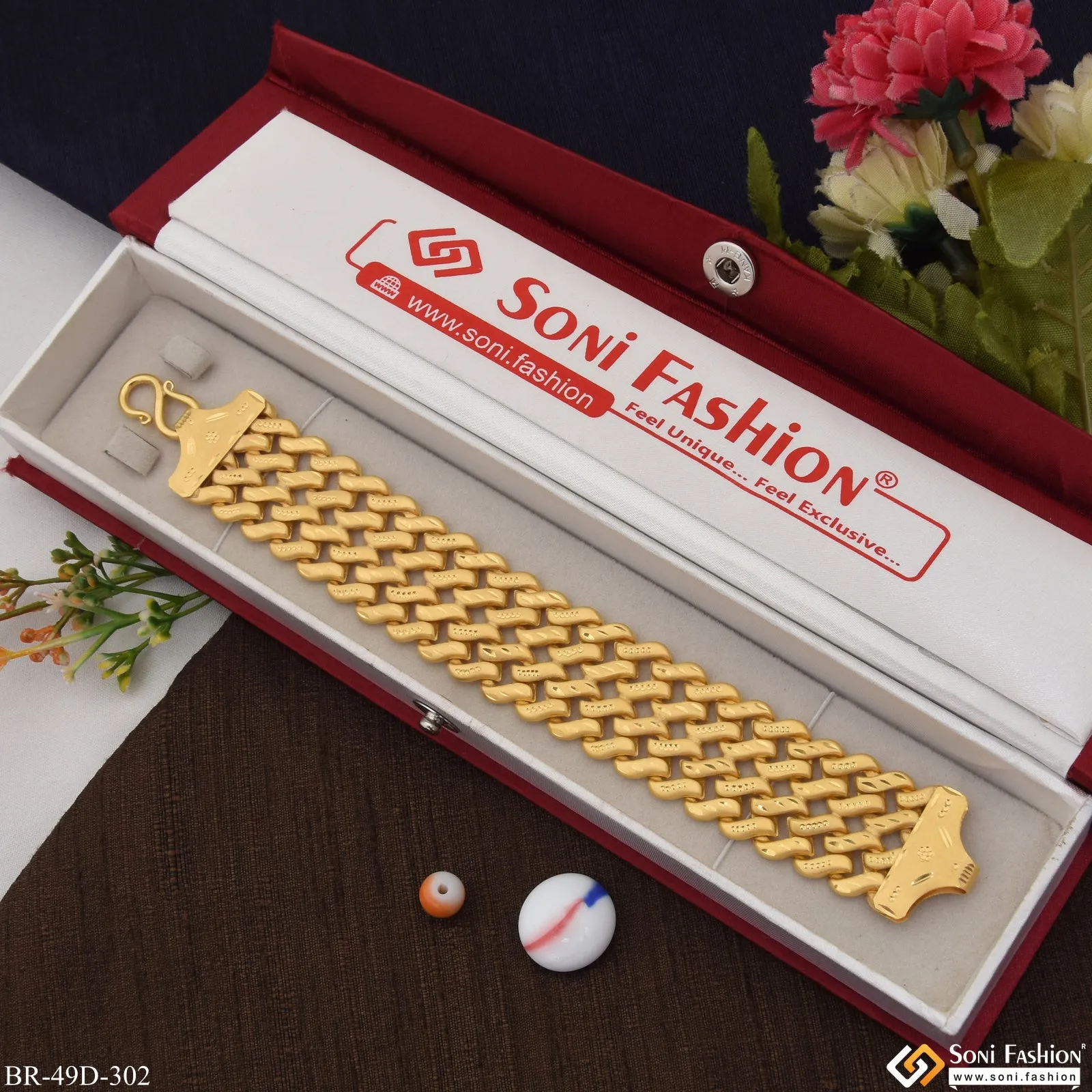 1 Gram Gold Plated Delicate Design Pokal Bracelet for Men - Style D302