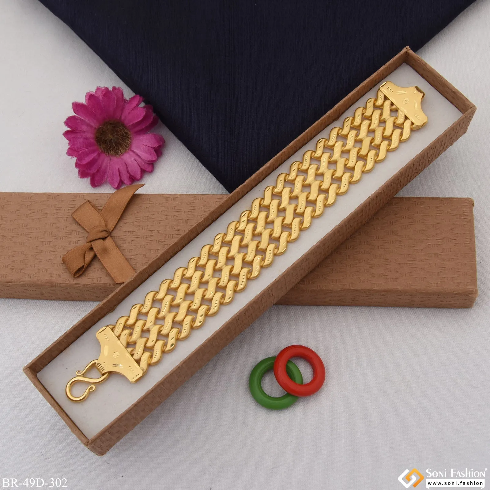 1 Gram Gold Plated Delicate Design Pokal Bracelet for Men - Style D302