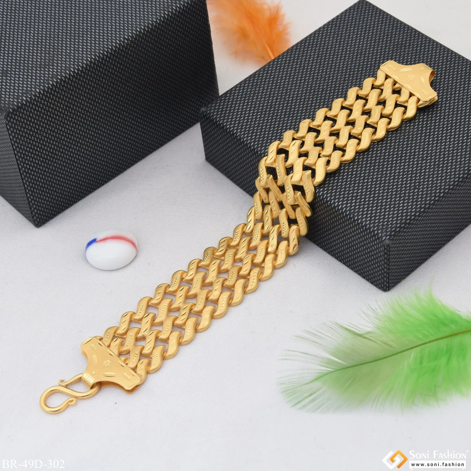 1 Gram Gold Plated Delicate Design Pokal Bracelet for Men - Style D302