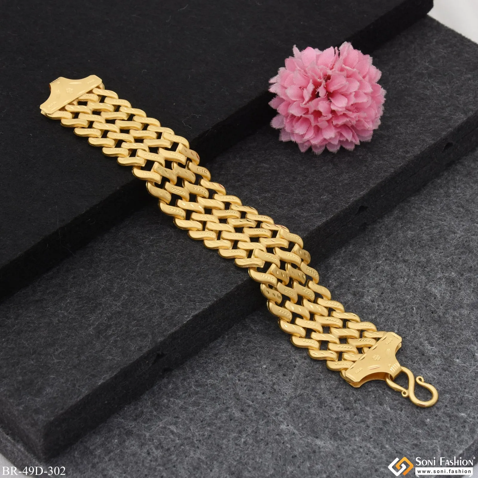 1 Gram Gold Plated Delicate Design Pokal Bracelet for Men - Style D302