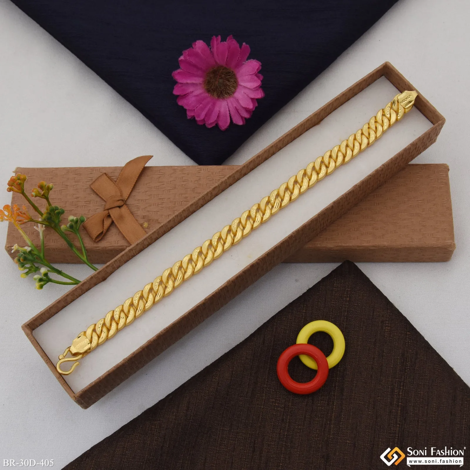1 Gram Gold Plated Pokal Bracelet for Men - Style D405