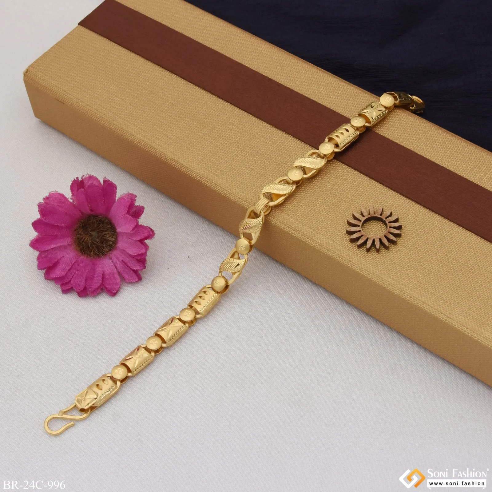 1 Gram Gold Plated Superior Quality Kohli Bracelet for Men - Style C996