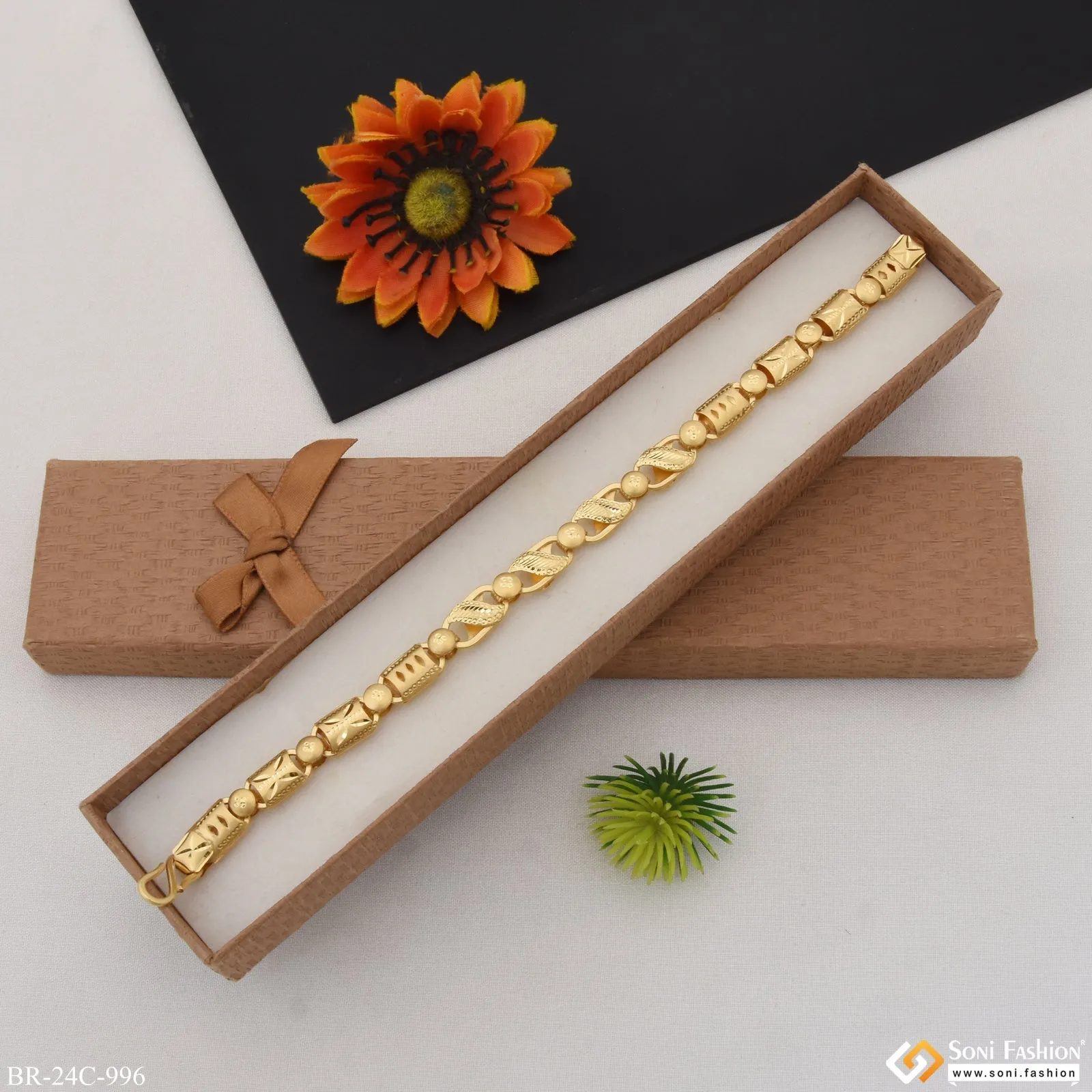 1 Gram Gold Plated Superior Quality Kohli Bracelet for Men - Style C996