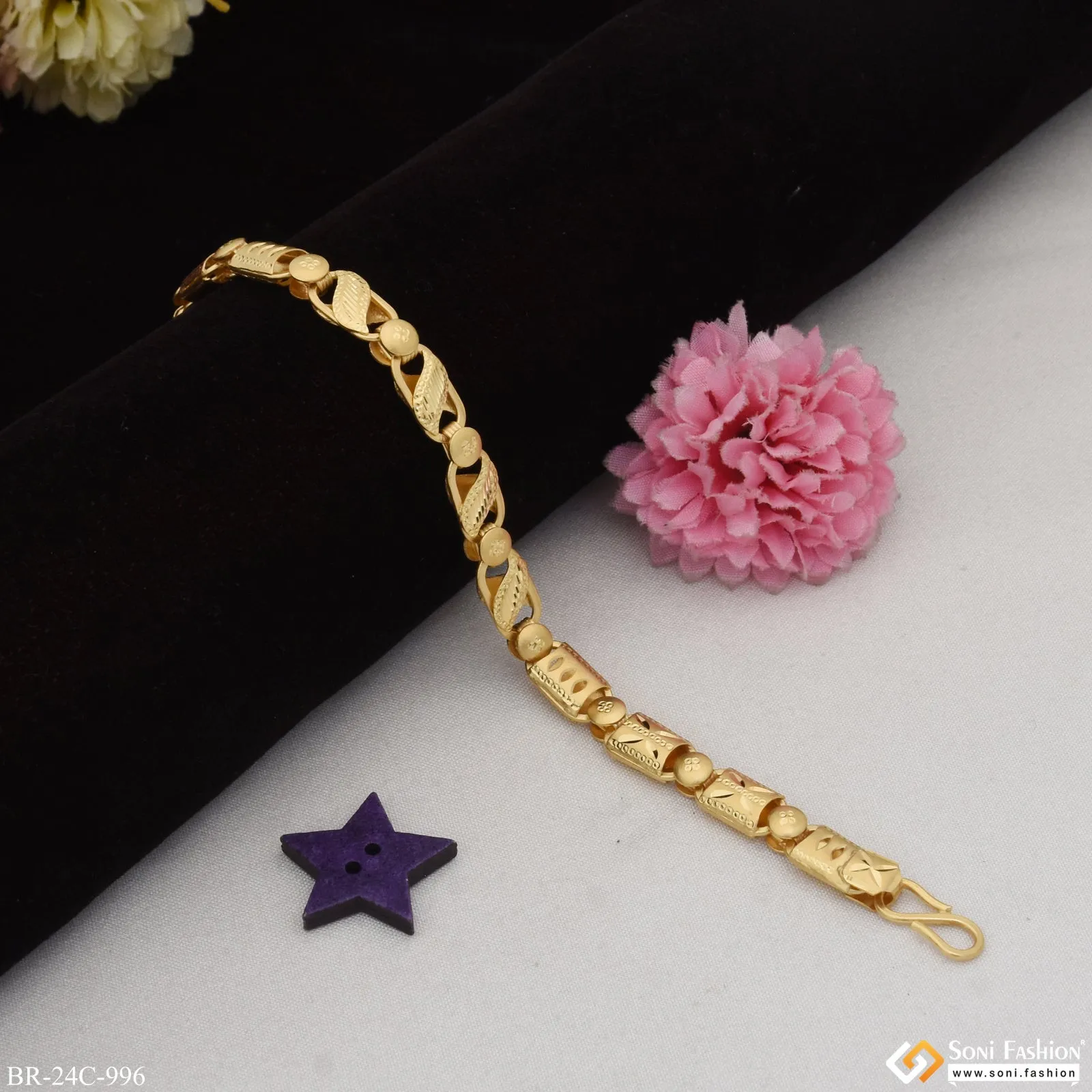 1 Gram Gold Plated Superior Quality Kohli Bracelet for Men - Style C996