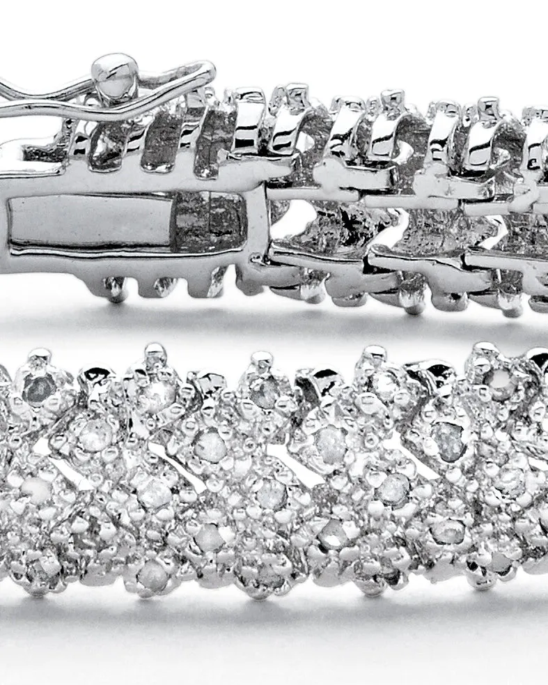1 TCW Diamond Snake-Link Bracelet Platinum-Plated | White