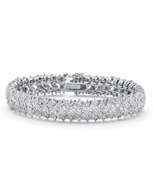 1 TCW Diamond Snake-Link Bracelet Platinum-Plated | White