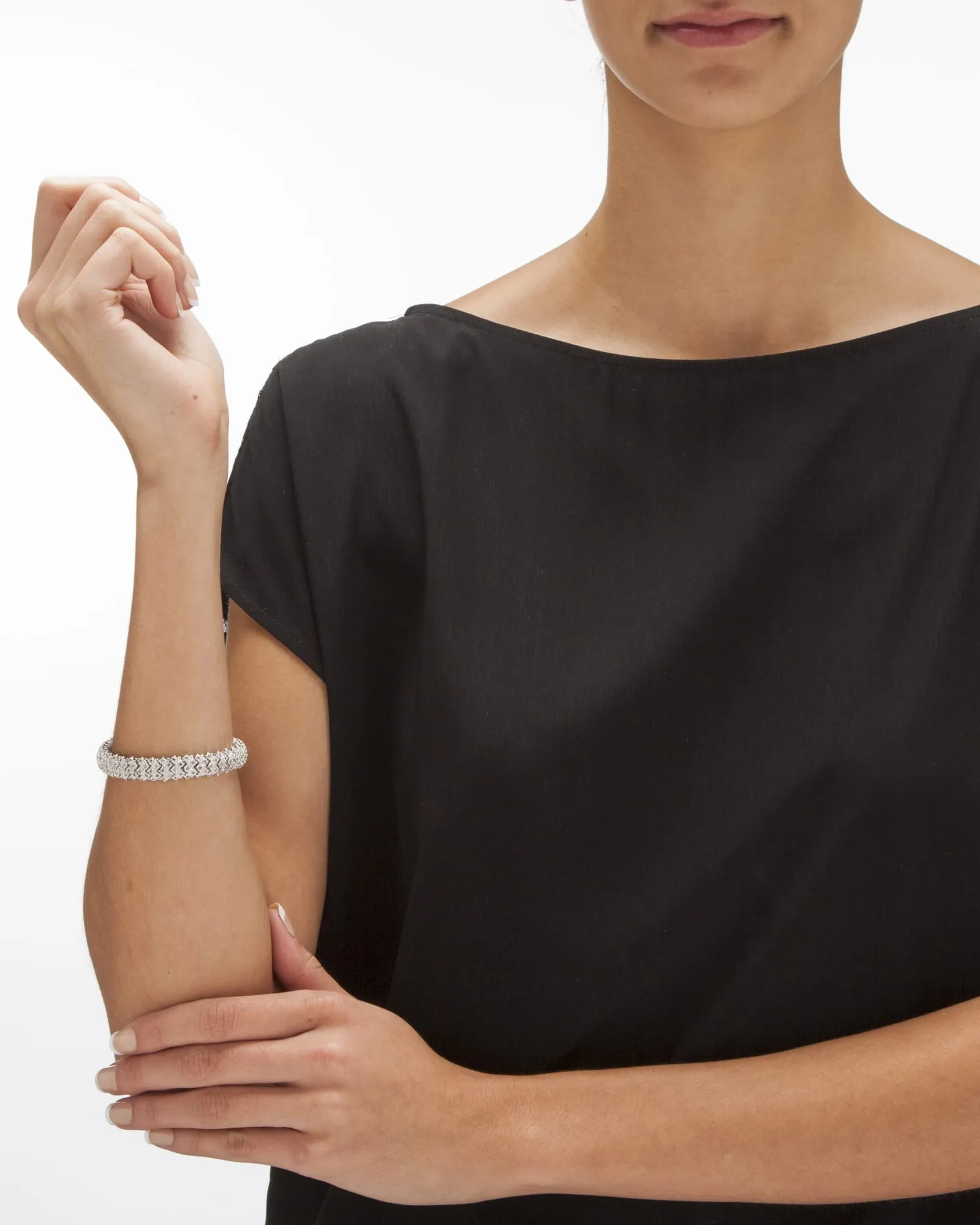 1 TCW Diamond Snake-Link Bracelet Platinum-Plated | White