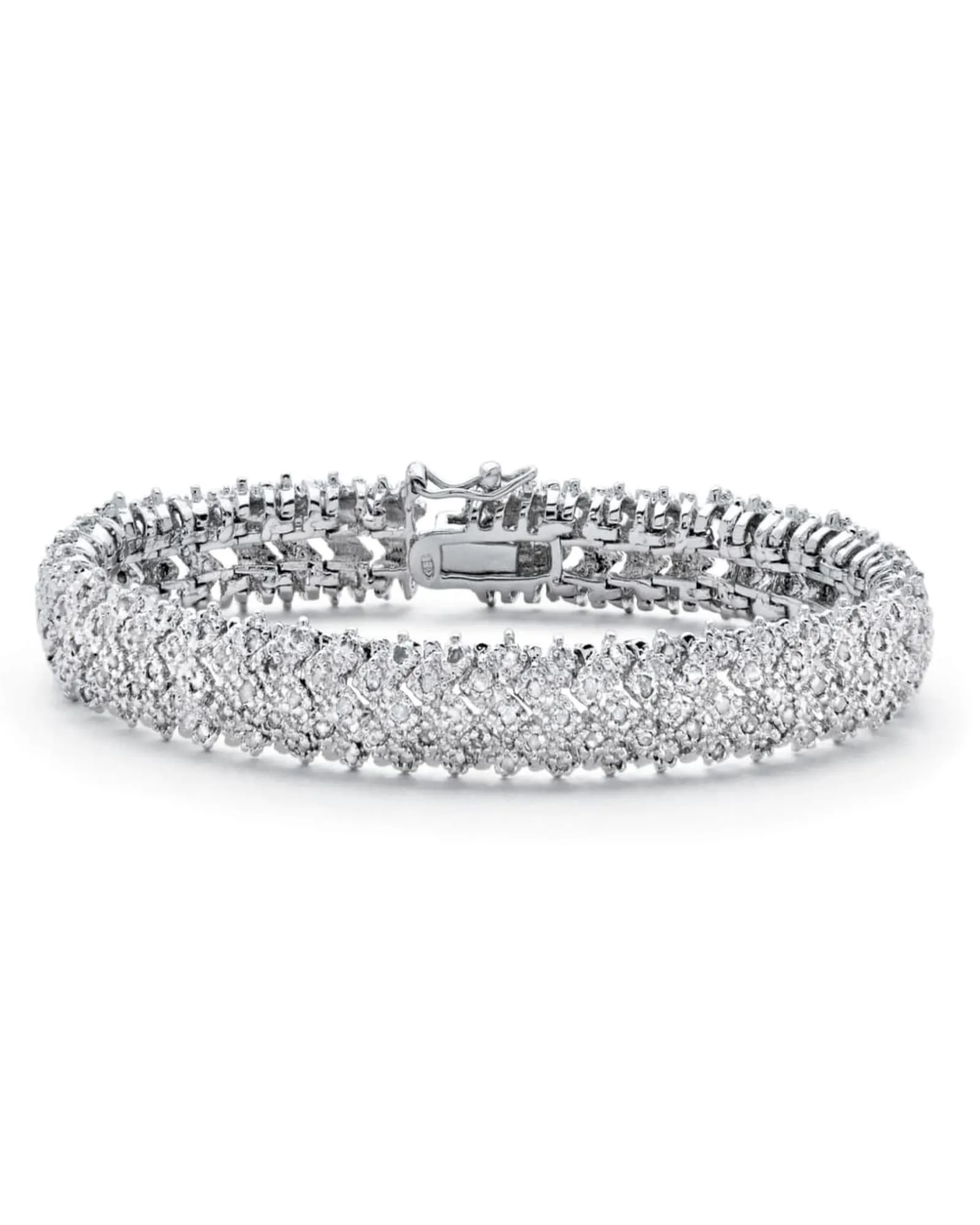1 TCW Diamond Snake-Link Bracelet Platinum-Plated | White