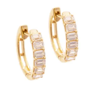 1.09ct 14k Yellow Gold Diamond Huggy Earrings