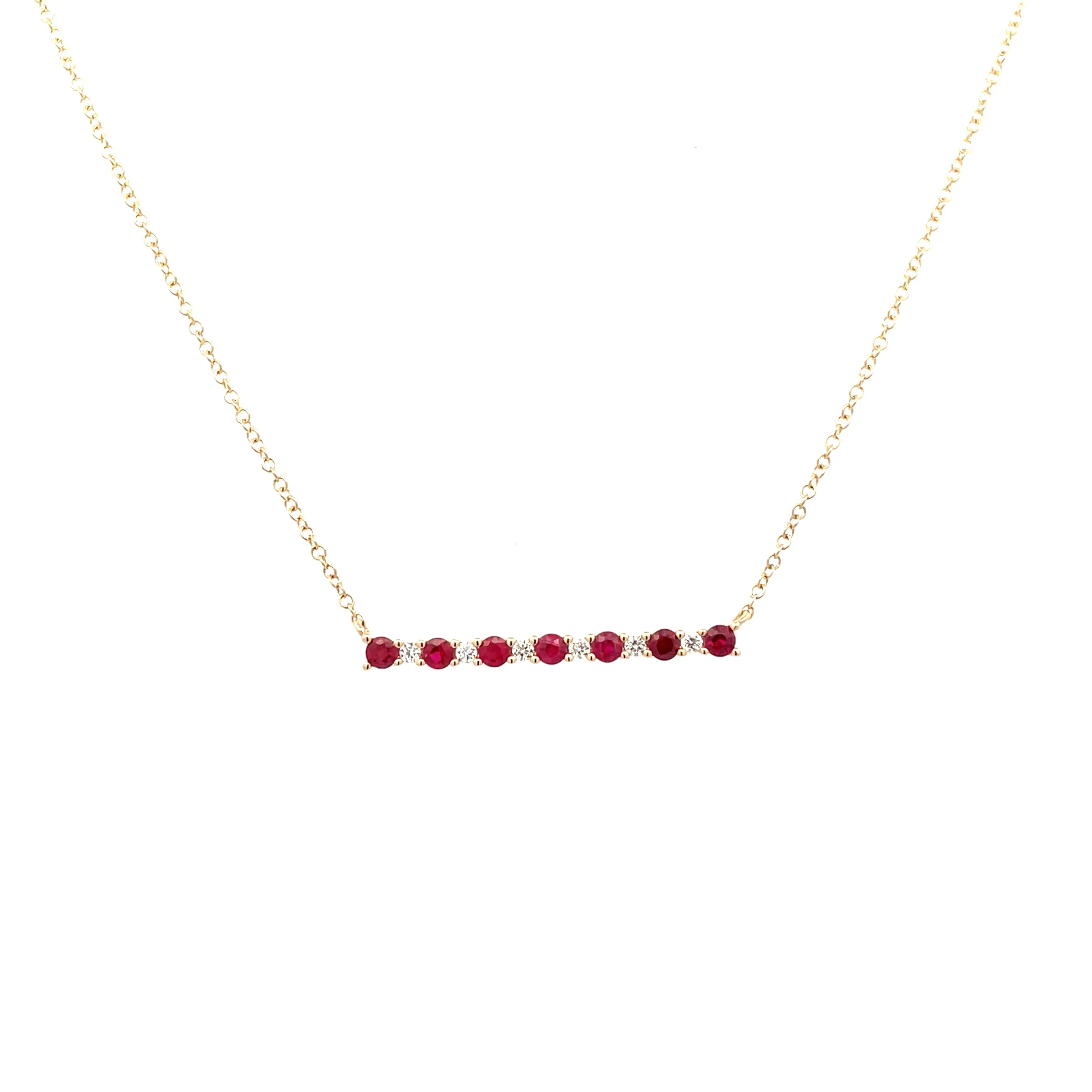 14 Karat Yellow Gold Ruby Necklace