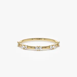 14k Dainty Stacking Diamond Wedding Band