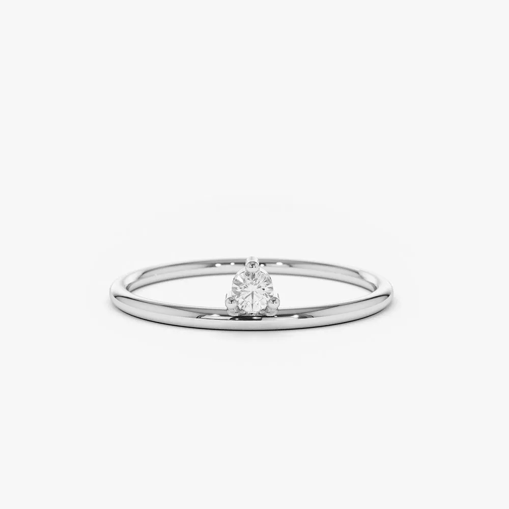 14K Gold Single Floating Diamond Ring