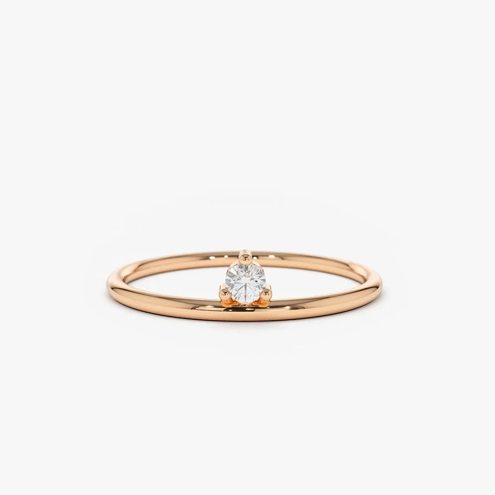14K Gold Single Floating Diamond Ring