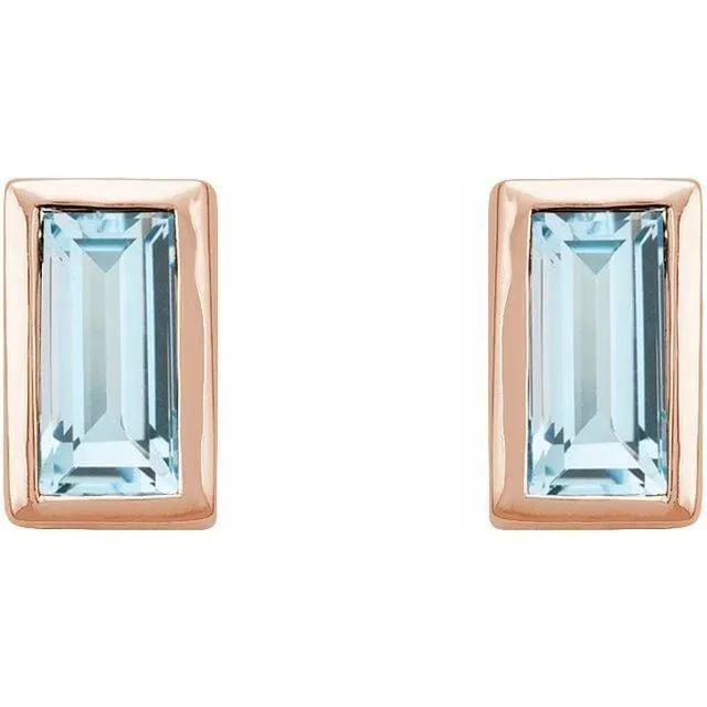 14K Rose Sky Blue Topaz Bezel-Set Earrings Regard Jewelry Austin, Texas