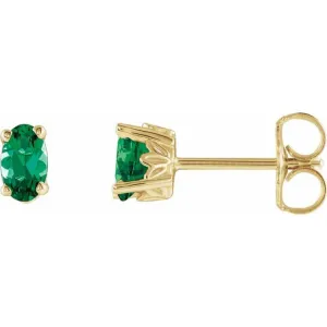 14K Yellow Natural Emerald Earrings