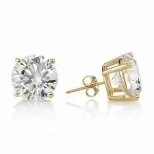 14K Yellow Plated 1.5 ct Round Cut Stud Earrings