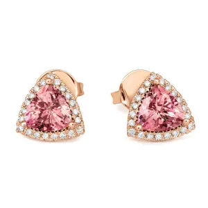 18ct Rose Gold 1.37ct Morganite Diamond Trillion Cut Earrings