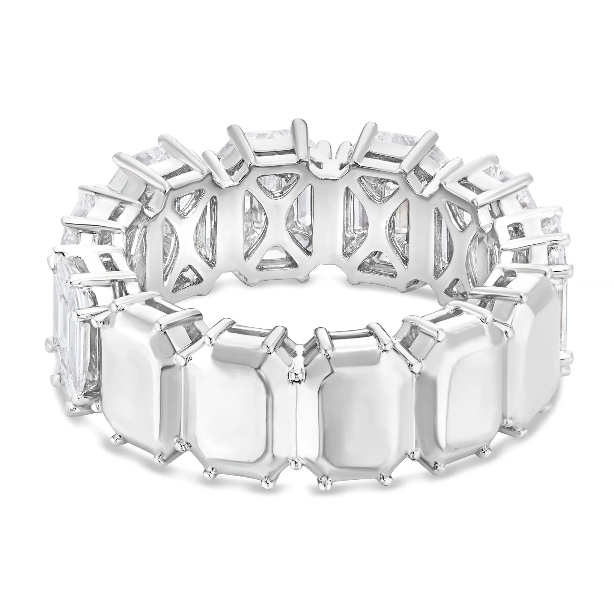 18K White Gold 2.29ct Emerald Diamond Eternity Illusion Band