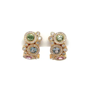 18K YG TIVOL Pastel 3tcw Sapphire & 1.55cw Diamond Bubble Cluster Earrings Regard Jewelry Austin, Texas