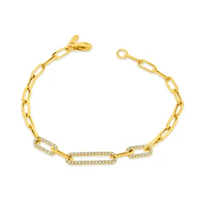 18KY DIAMOND PAPERCLIP BRACELET .30CT