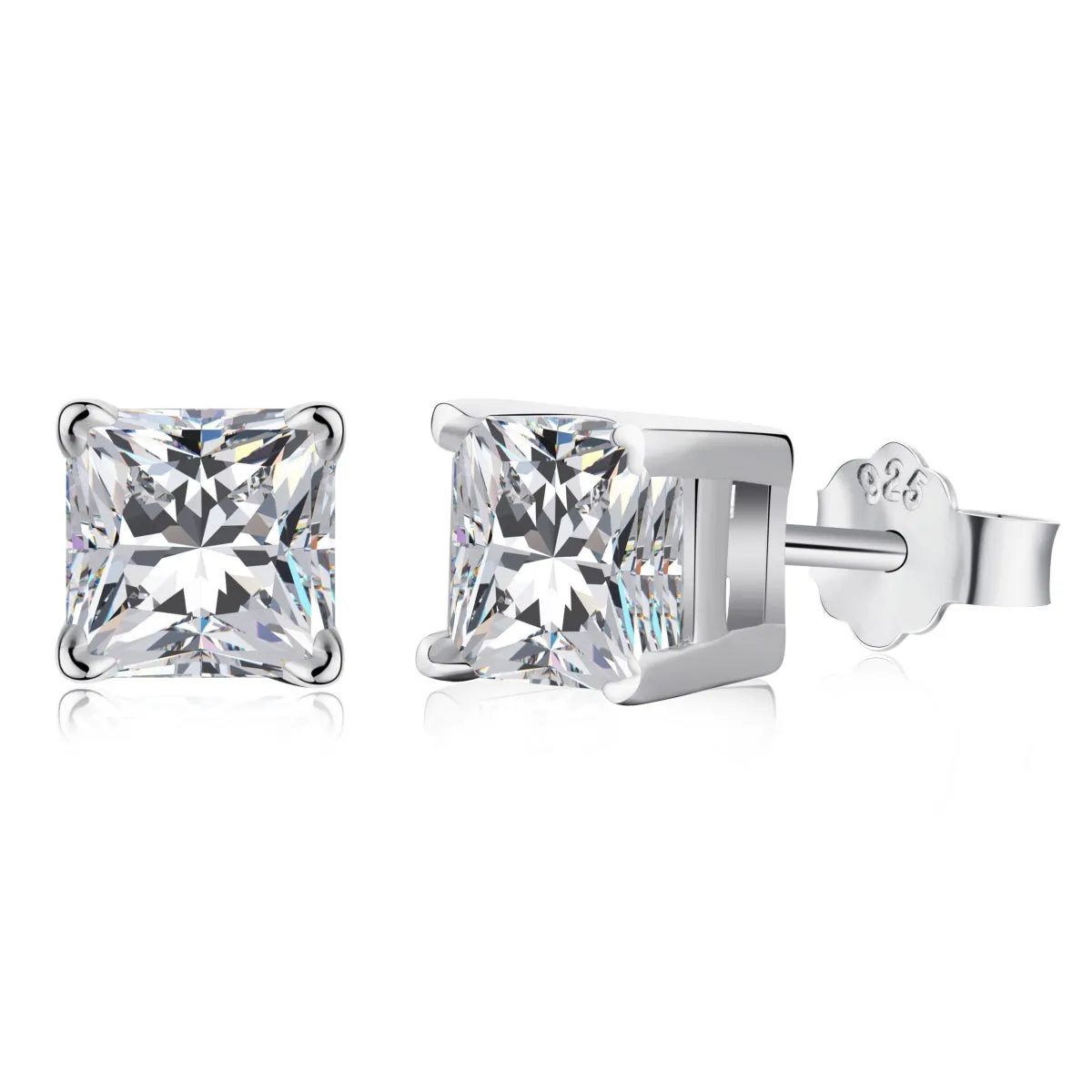 2 Carat TW Crushed Ice Square Radiant Cut Stud Earrings