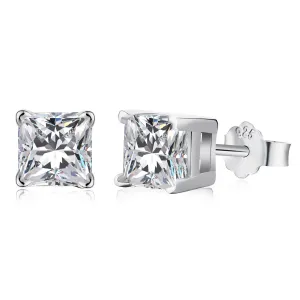 2 Carat TW Crushed Ice Square Radiant Cut Stud Earrings