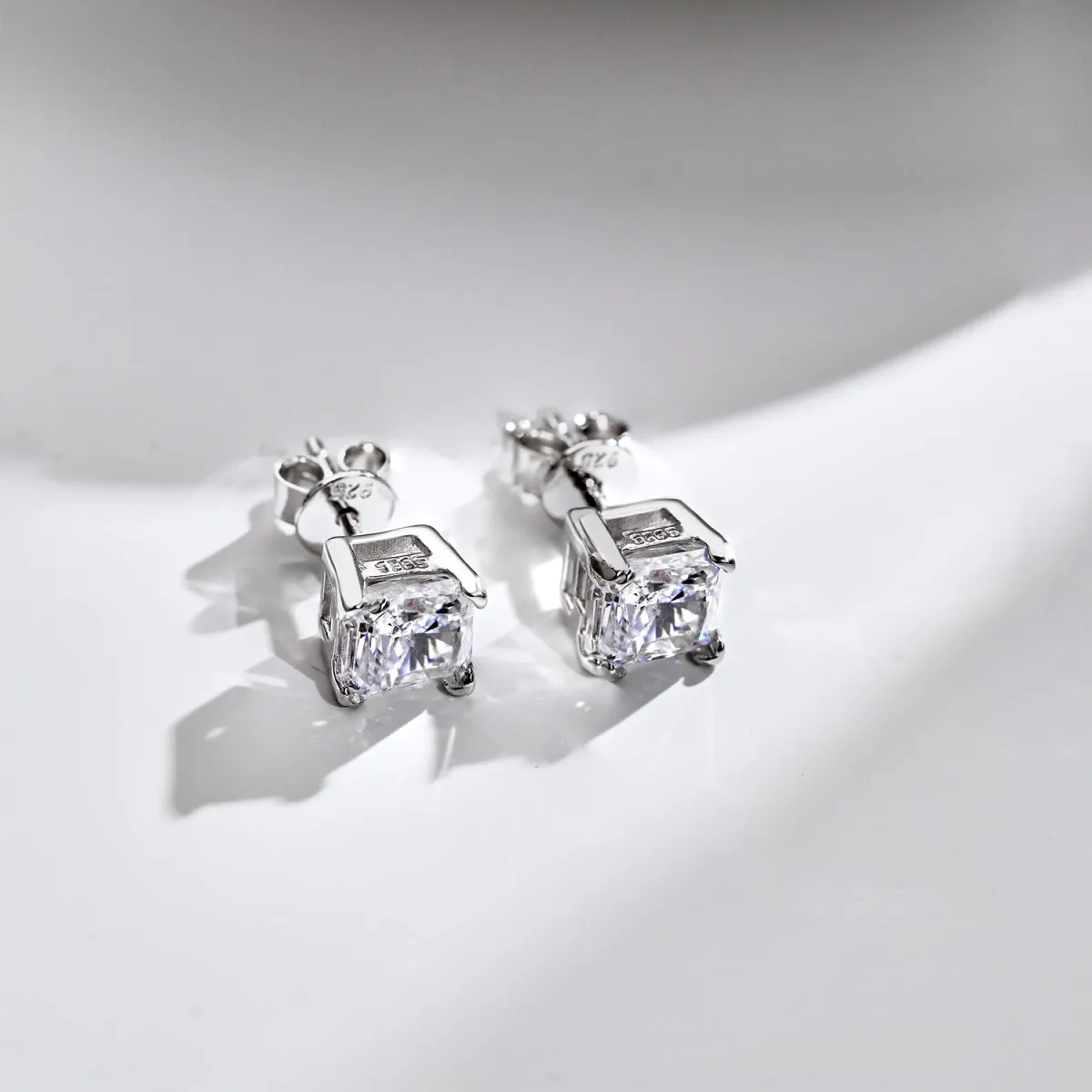 2 Carat TW Crushed Ice Square Radiant Cut Stud Earrings