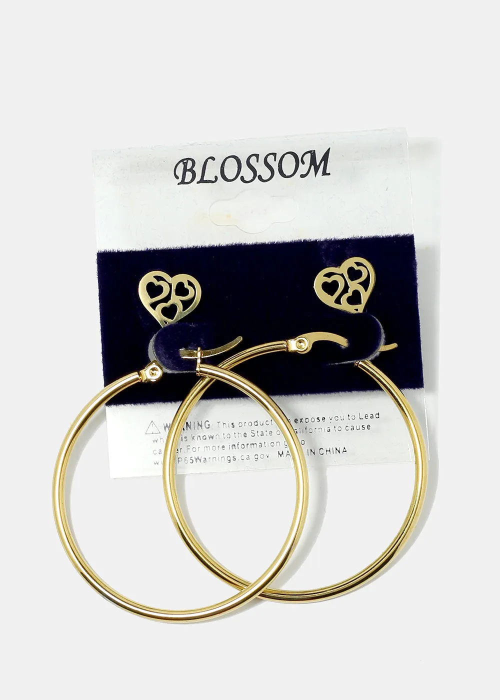2-Pair Heart & Hoop Earrings