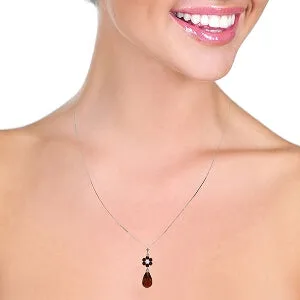 2.78 Carat 14K Solid White Gold Pleased To Feel Garnet Diamond Necklace