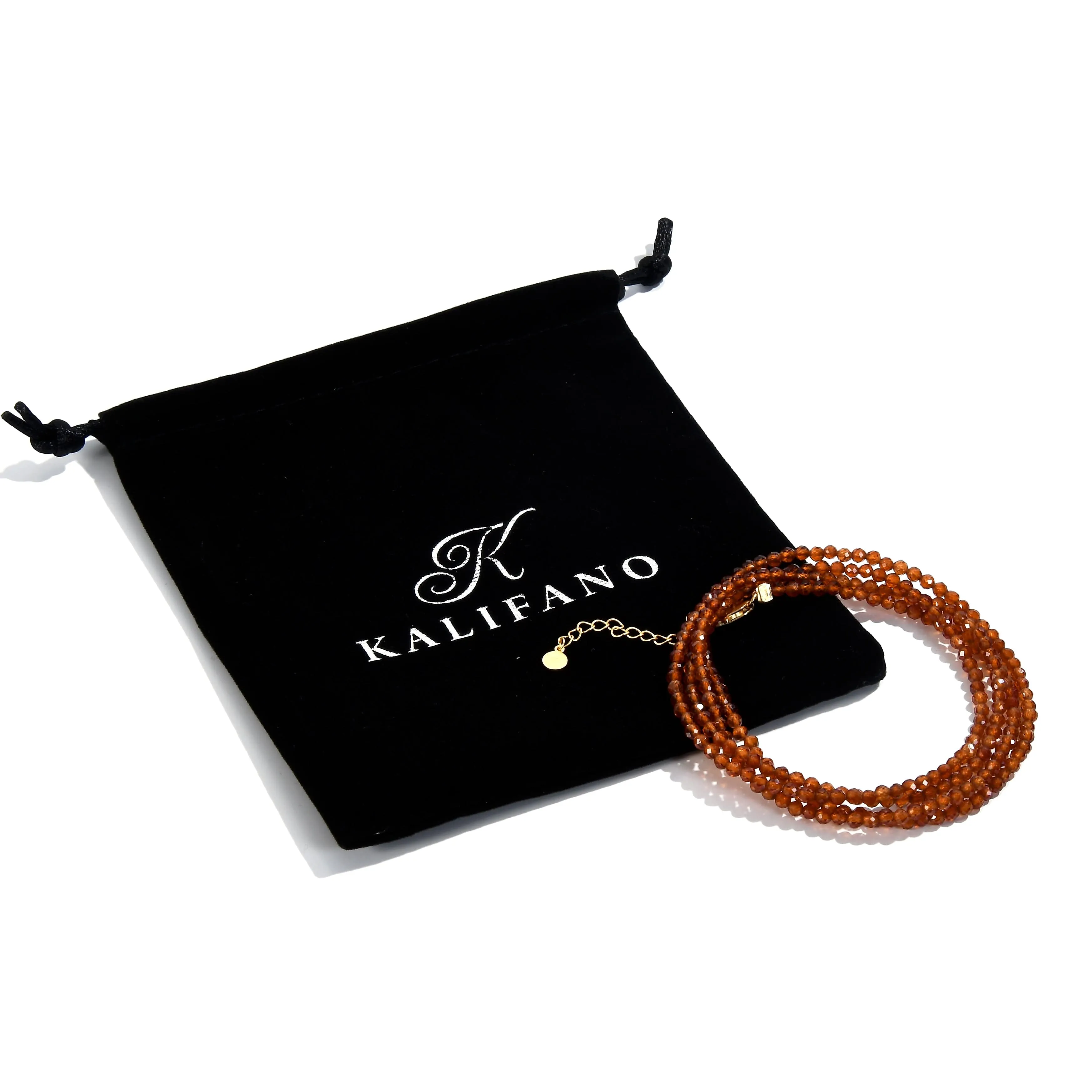 3mm Orange Garnet Faceted 31" Necklace / Multi Wrap Bracelet