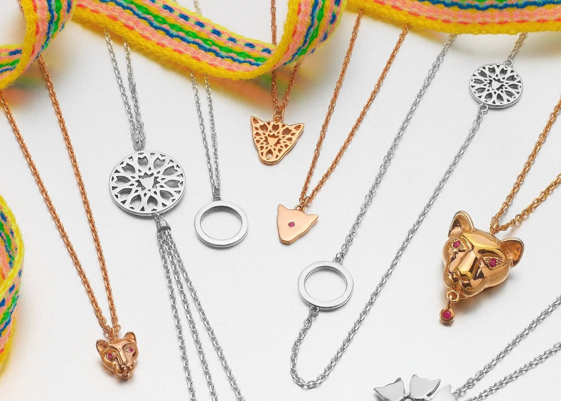 75% DISCOUNT LAST ONE 18ct Rose Gold Vermeil Circular Filigree Jaguar Head  Charm Pendant Necklace