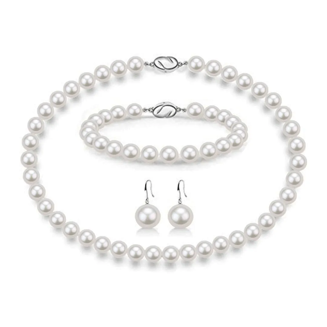 8-9mm White Freshwater Pearl 3-Piece Jewelry Set