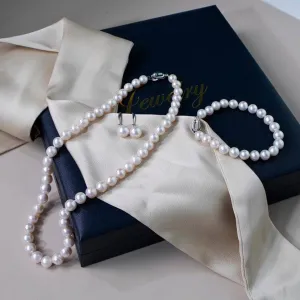 8-9mm White Freshwater Pearl 3-Piece Jewelry Set