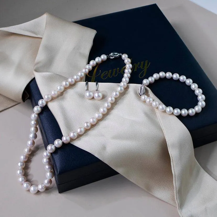 8-9mm White Freshwater Pearl 3-Piece Jewelry Set