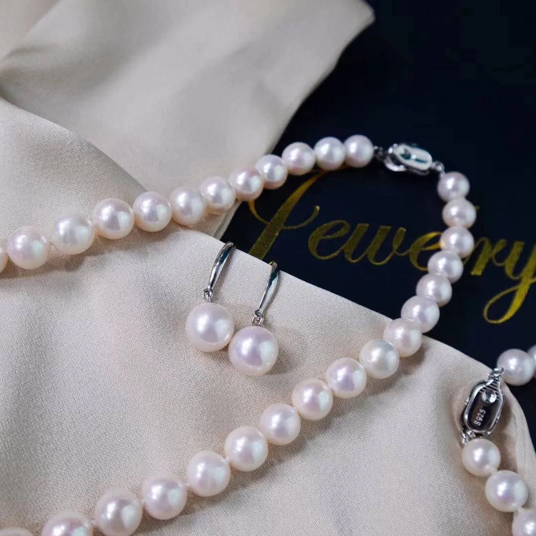 8-9mm White Freshwater Pearl 3-Piece Jewelry Set