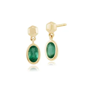 9 karat Gelbes Gold Smaragd Fallen/ Lang Ohrringe