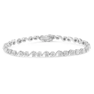 .925 Sterling Silver 1/10 Cttw Round Diamond "S" Link Miracle Plate Tennis Bracelet (I-J Color, I3 Clarity) - 7-1/4"