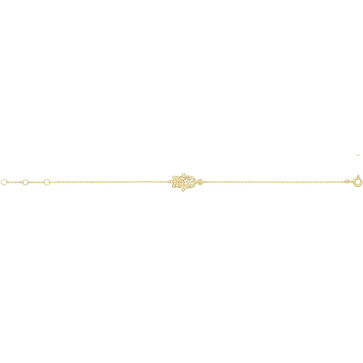 9CT GOLD FILIGREE HAMSA CHAIN BRACELET