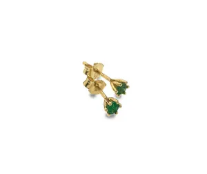 9ct Yellow Gold 3mm Emerald Stud Earrings