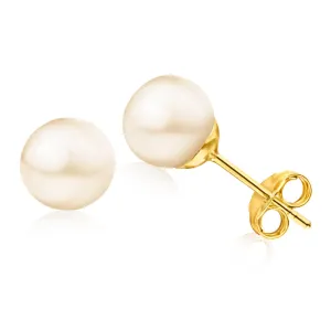 9ct Yellow Gold Pearl Stud Earrings
