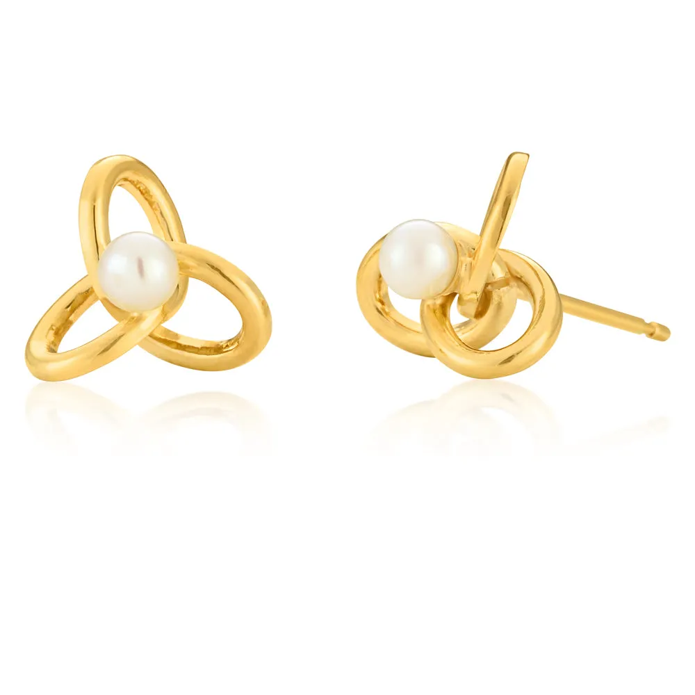 9ct Yellow Gold Stud Earrings with Pearls