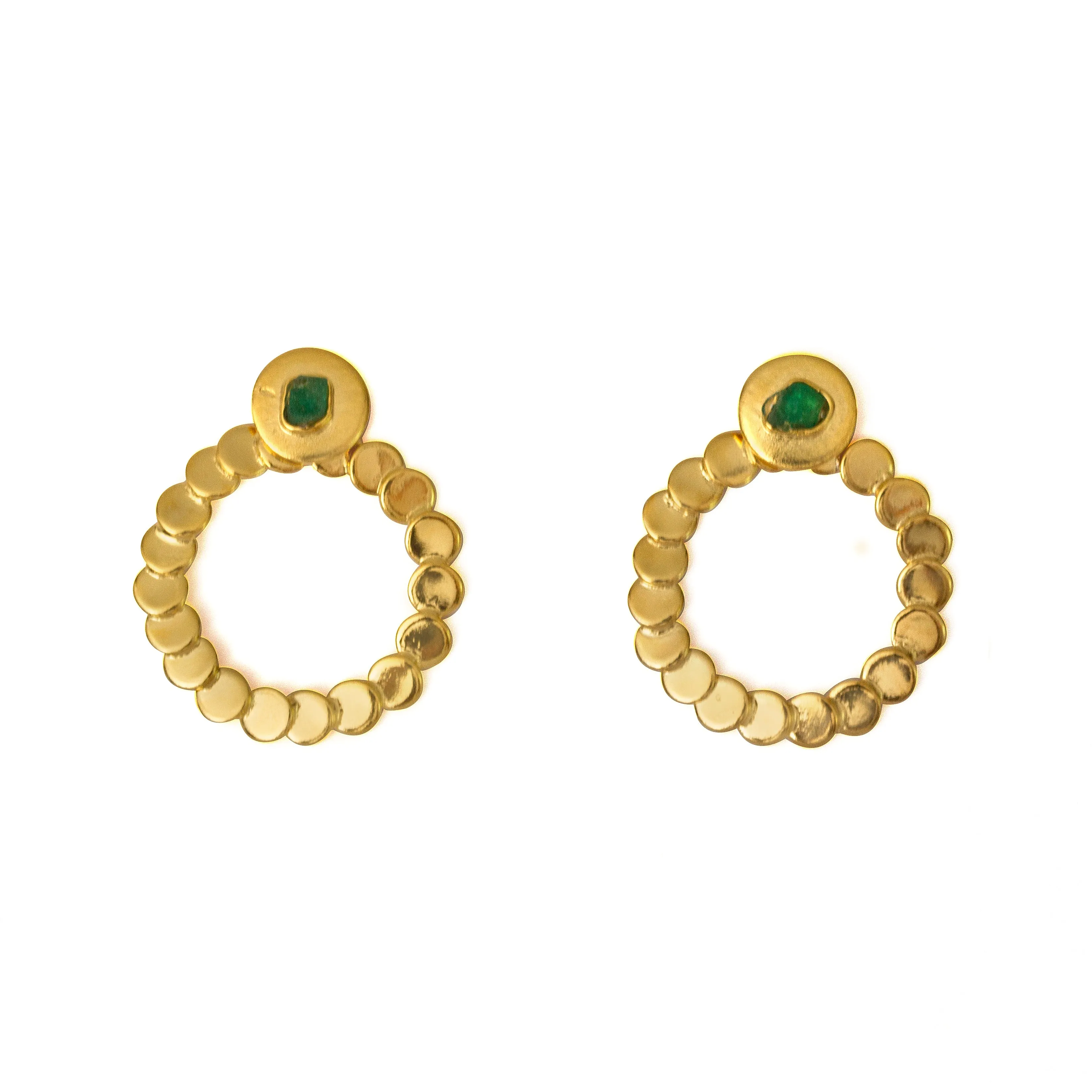 Abigail Colombian Raw Emerald & 24k Gold Plated 2 In 1 Earrings