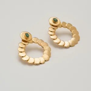 Abigail Colombian Raw Emerald & 24k Gold Plated 2 In 1 Earrings