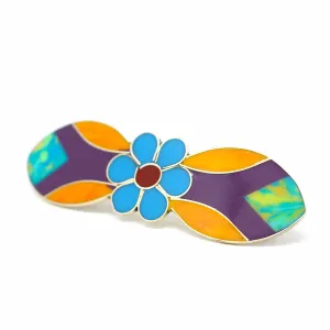 Alpaca Silver and Resin Flower Barrette Artisana