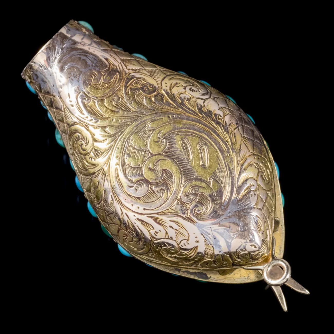 Antique Victorian Turquoise Snake Head Clasp Ruby Eyes 18ct Gold