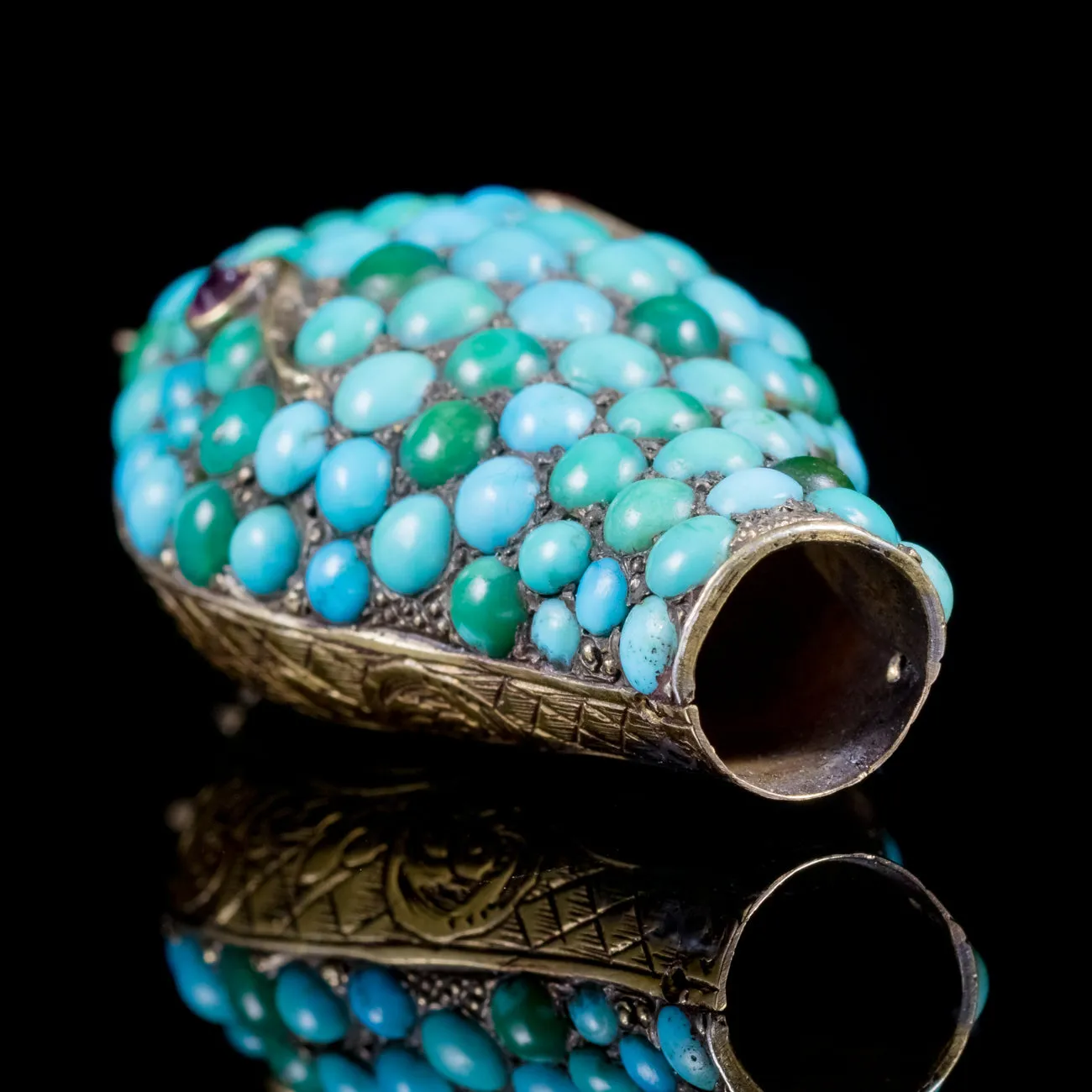 Antique Victorian Turquoise Snake Head Clasp Ruby Eyes 18ct Gold