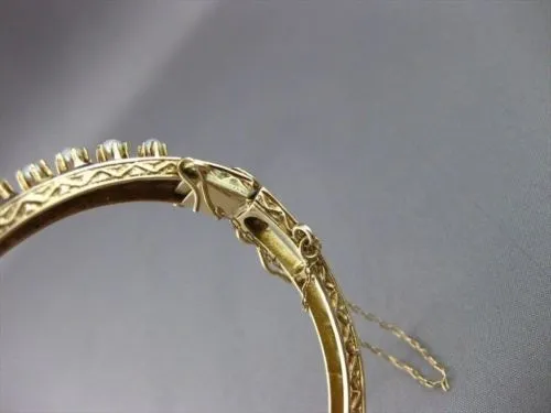 ANTIQUE WIDE 14KT Y VICTORIAN BLUE ENAMEL SOUTH SEA PEARL FILIGREE BANGLE #1746