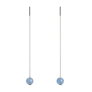 Aquamarine | .925 Sterling Silver | Gemstone Chain Drop Threader Earrings