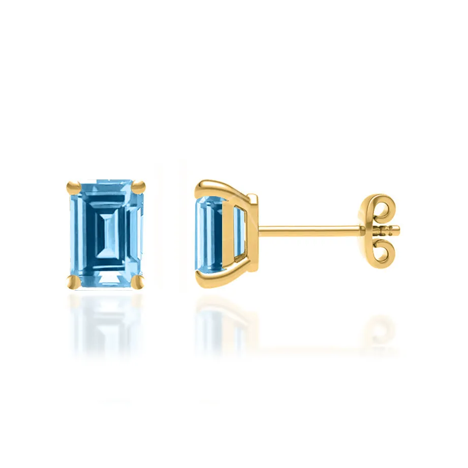 AVIANA - Emerald Aqua Spinel 18k Yellow Gold Stud Earrings